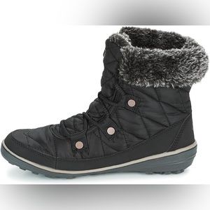 Columbia Heavenly Shorty waterproof black quilted winter lace up snow boots 6.5